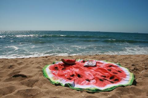 Hot Sale Creative watermelon printed sunscreen beach towel round bath towel shawl outdoor yoga mat