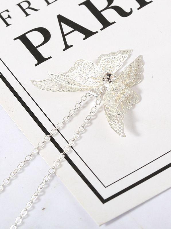 Silver Plated Openwork Butterfly Diamondd Wings Necklace