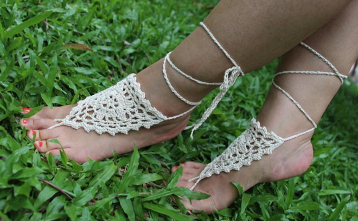 Handmade cotton thread flower anklet bracelet - 2