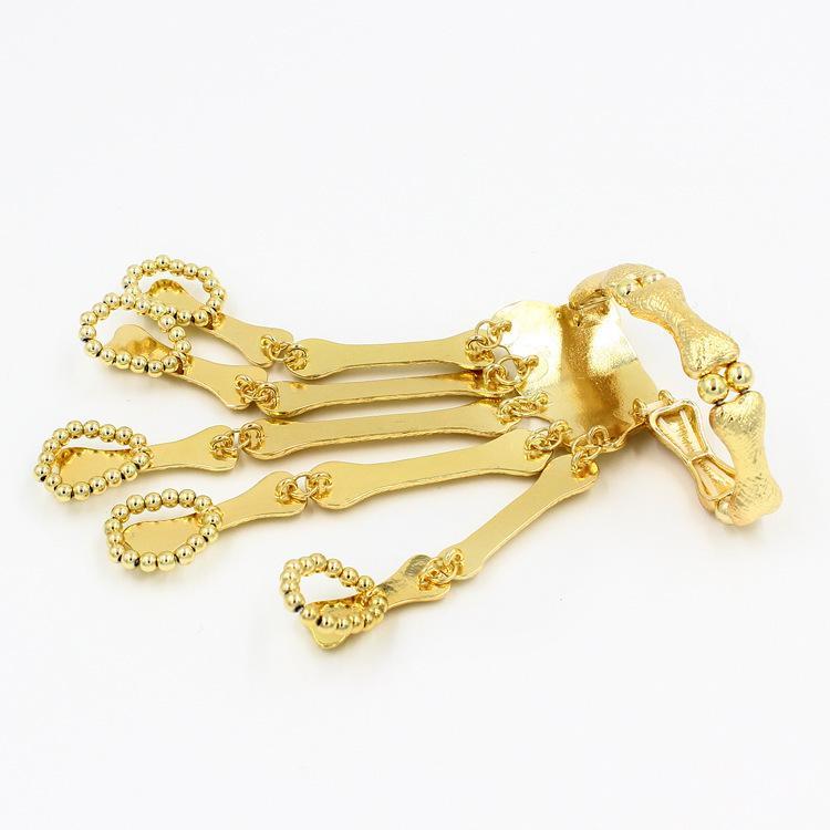 Exaggerated Metal Skeleton Skull Bracelet Ghost Claw with Finger Cuffs Halloween Accessories