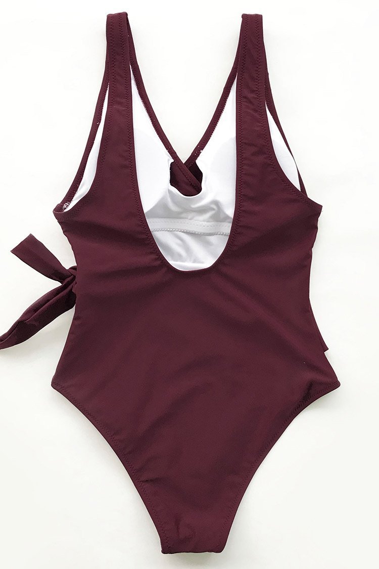 Elegant Dance Solid One-piece Swimsuit