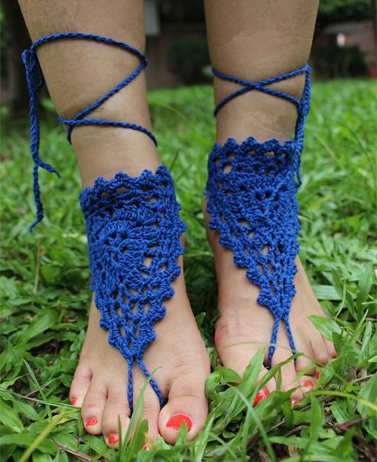 Handmade cotton thread flower anklet bracelet - 2