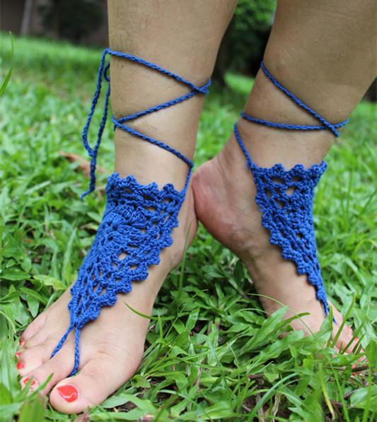 Handmade cotton thread flower anklet bracelet - 2