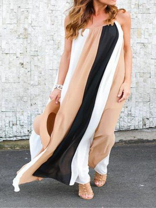 Sling Chiffon Beach Large Size Striped Dress