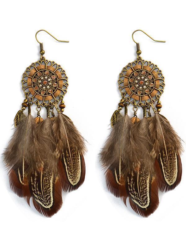 Bohemia Feather Tassels Earrings Accessories