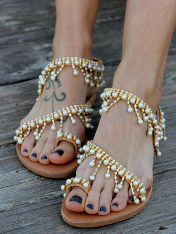 Summer Handmade Beach Flat Sandals For Women