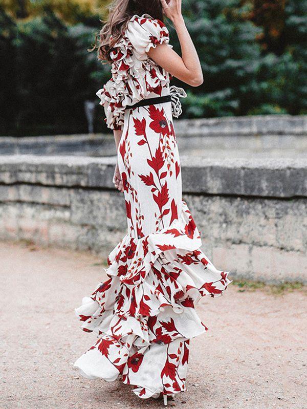 Bohemian One Shoulder Print Belt Dress