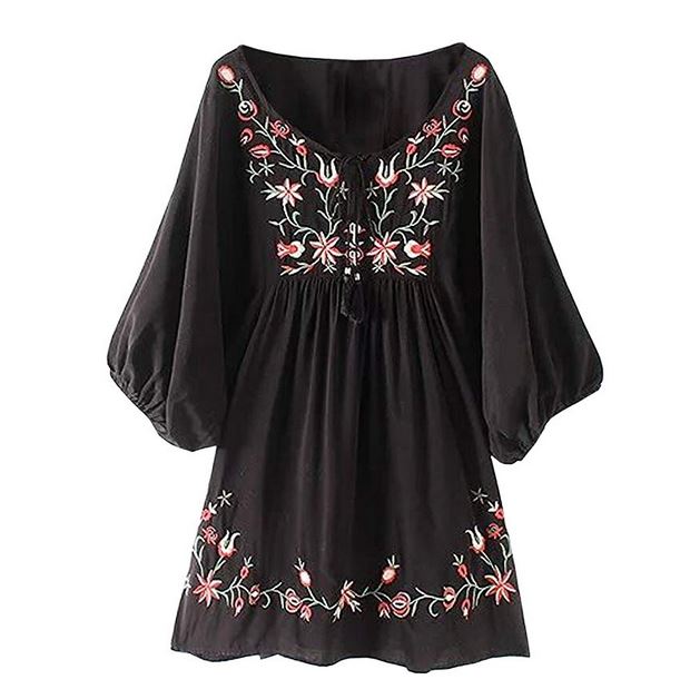 Bohemian Embroidery Floral Mini Dress