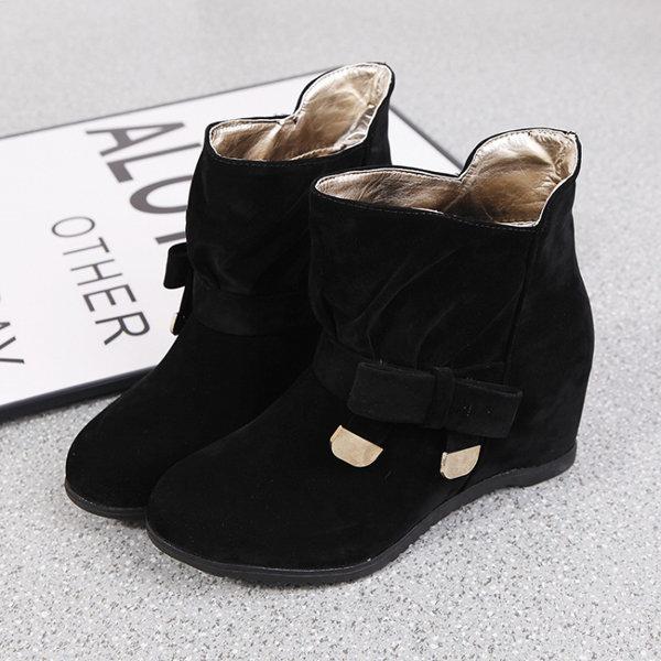 Ankle Metal Butterfly Knot Heel Increasing Slip On Boots