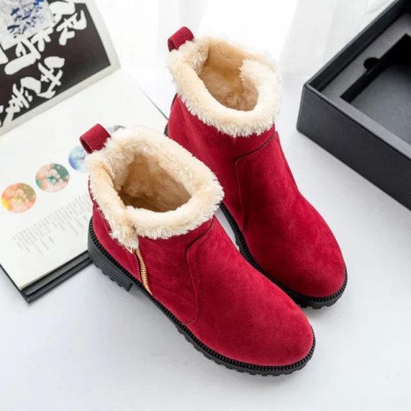 Warm Scrub Short Boots Side Zipper Mid Heel Ankle Shoes