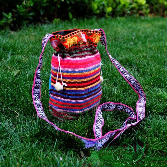 Ethnic Embroidery Bags  Hand-woven Cross-stitch Mini Slung Bag Mobile Phone Bag Girl