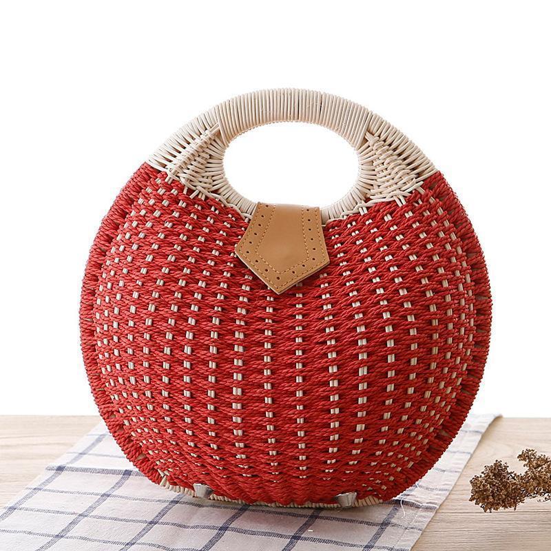 Natural Straw Woven Shell Clutch Beach Handbag