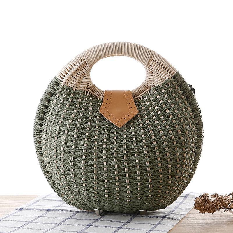 Natural Straw Woven Shell Clutch Beach Handbag