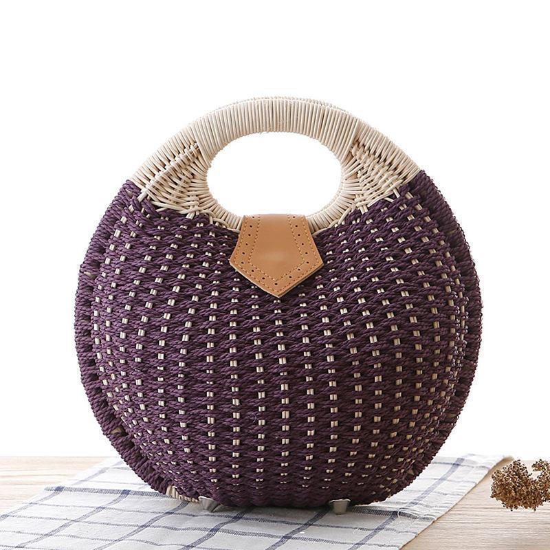 Natural Straw Woven Shell Clutch Beach Handbag