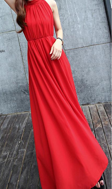 Summer Chiffon Sleeveless Bohemia Maxi Dress