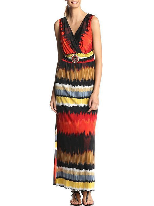 Printed Sleeveless Jumper Maxi Dress