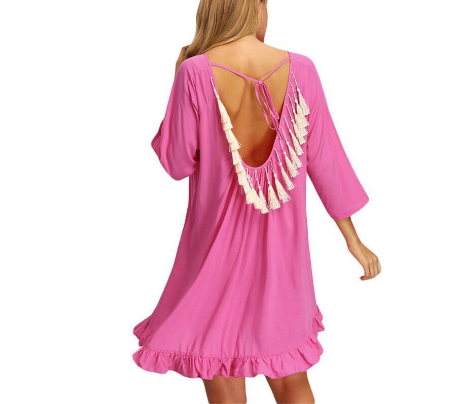 Bohemian Beach Loose Tassel Mini Dress