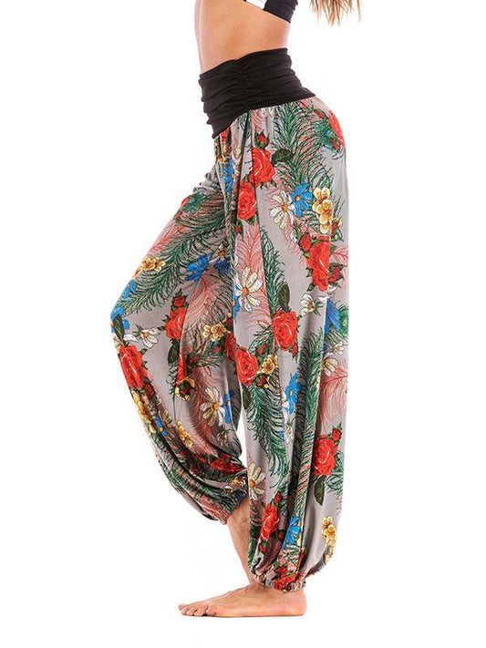 Floral Printed Wide Leg Casual Pants