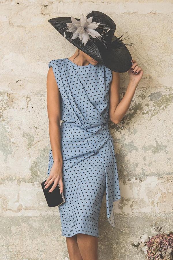 Wave Point Sleeveless Elegant Bodycon Dress