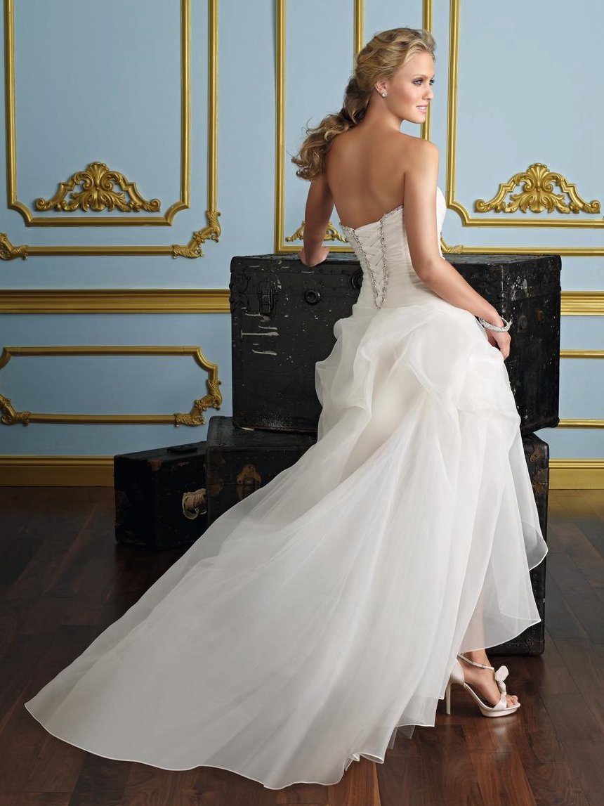 Strapless Front Short Back Long Sweet Wedding Dress