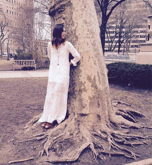 Embroidered White Long Sleeve Boho Dress