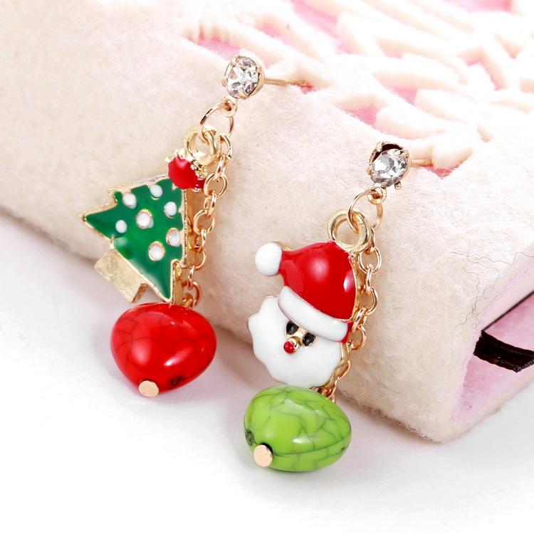 Festive Christmas Tree Santa Claus Stud Earrings