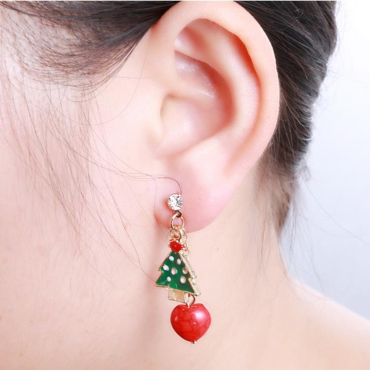 Festive Christmas Tree Santa Claus Stud Earrings