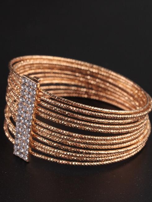 Fashion Multi-layer Wire Metal Exaggerated Circle Imitation Diamond Bracelet