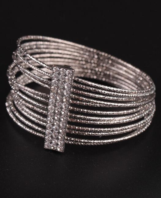 Fashion Multi-layer Wire Metal Exaggerated Circle Imitation Diamond Bracelet