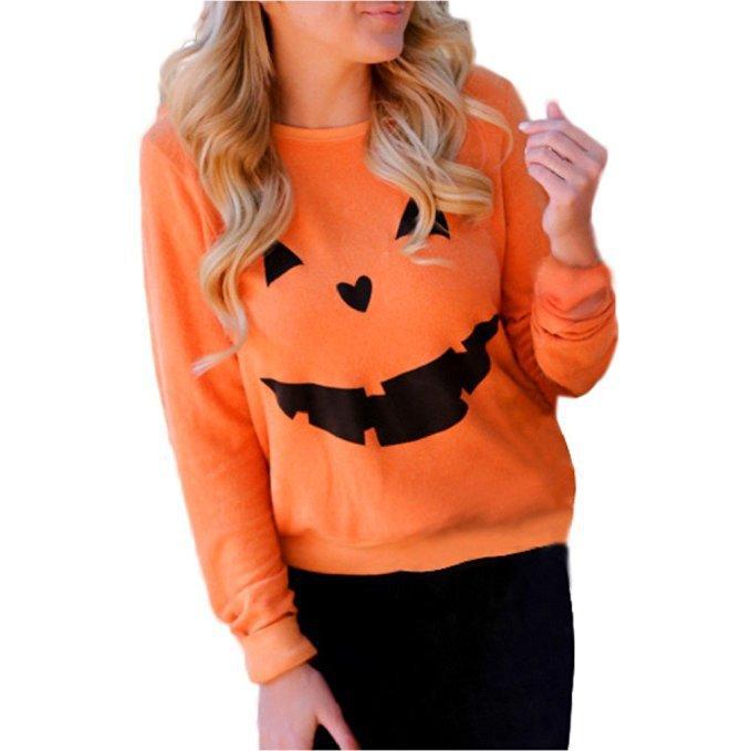 Women Fashion Hot Halloween Party Pumpkin Sweatshirt Tops