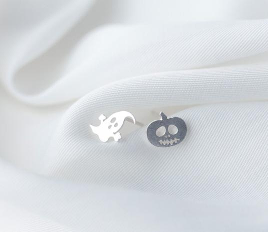 Halloween Ghost and Pumpkin Stud Earrings