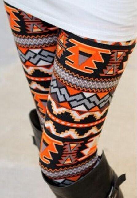 Orange Geometric Pattern Leggings