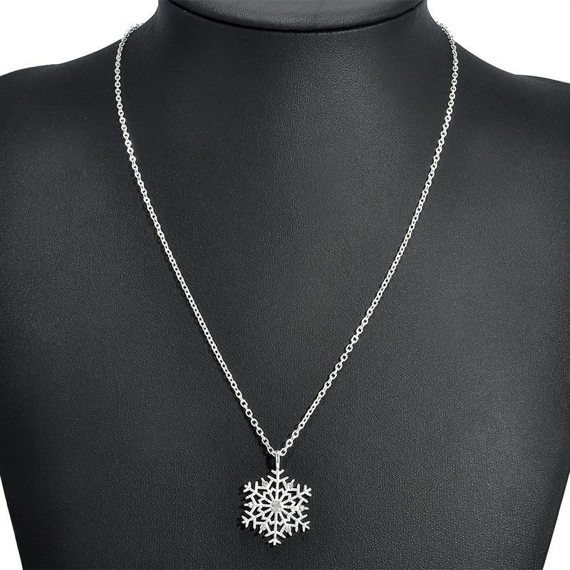 Charms Crystal Snowflake Zircon Christmas Sweater Necklace