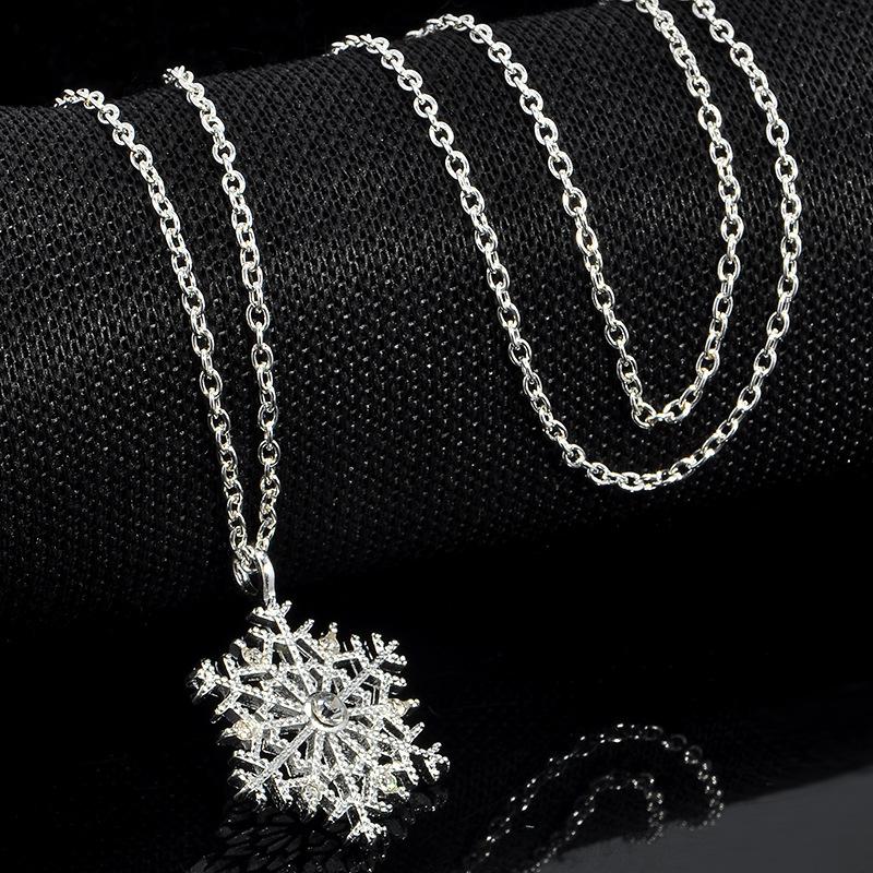 Charms Crystal Snowflake Zircon Christmas Sweater Necklace