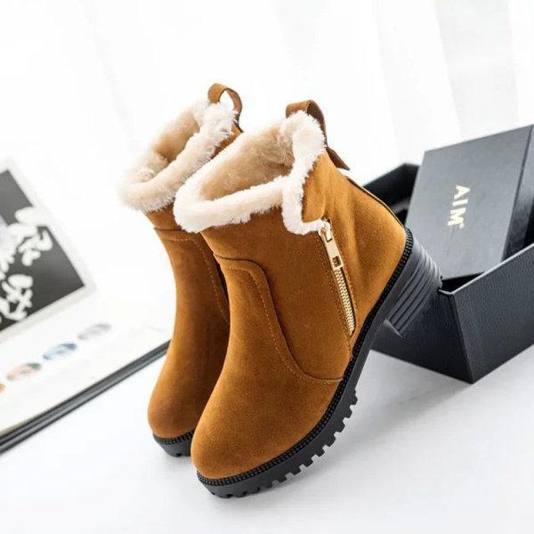 Warm Scrub Short Boots Side Zipper Mid Heel Ankle Shoes