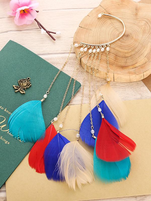 Superb Temperament Exaggerated Bohemian Long Tassel Female Non Pierced Earrings