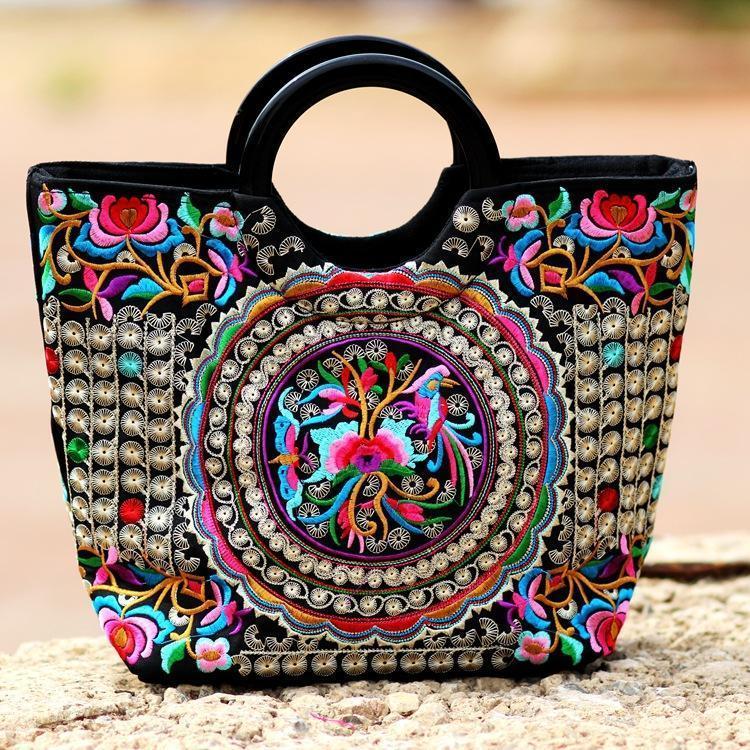 National Style Embroidery Double-Sided Embroidery Portable Versatile Bag