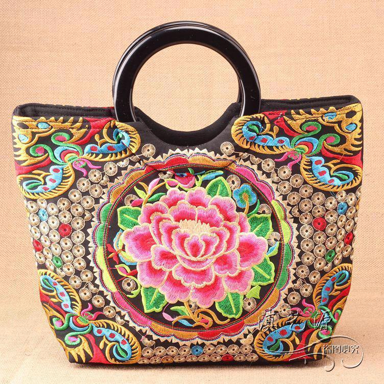 National Style Embroidery Double-Sided Embroidery Portable Versatile Bag