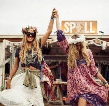 Boho Gypsy Floral Tassel V Neck Long Sleeve Bohemian Fashion Dress