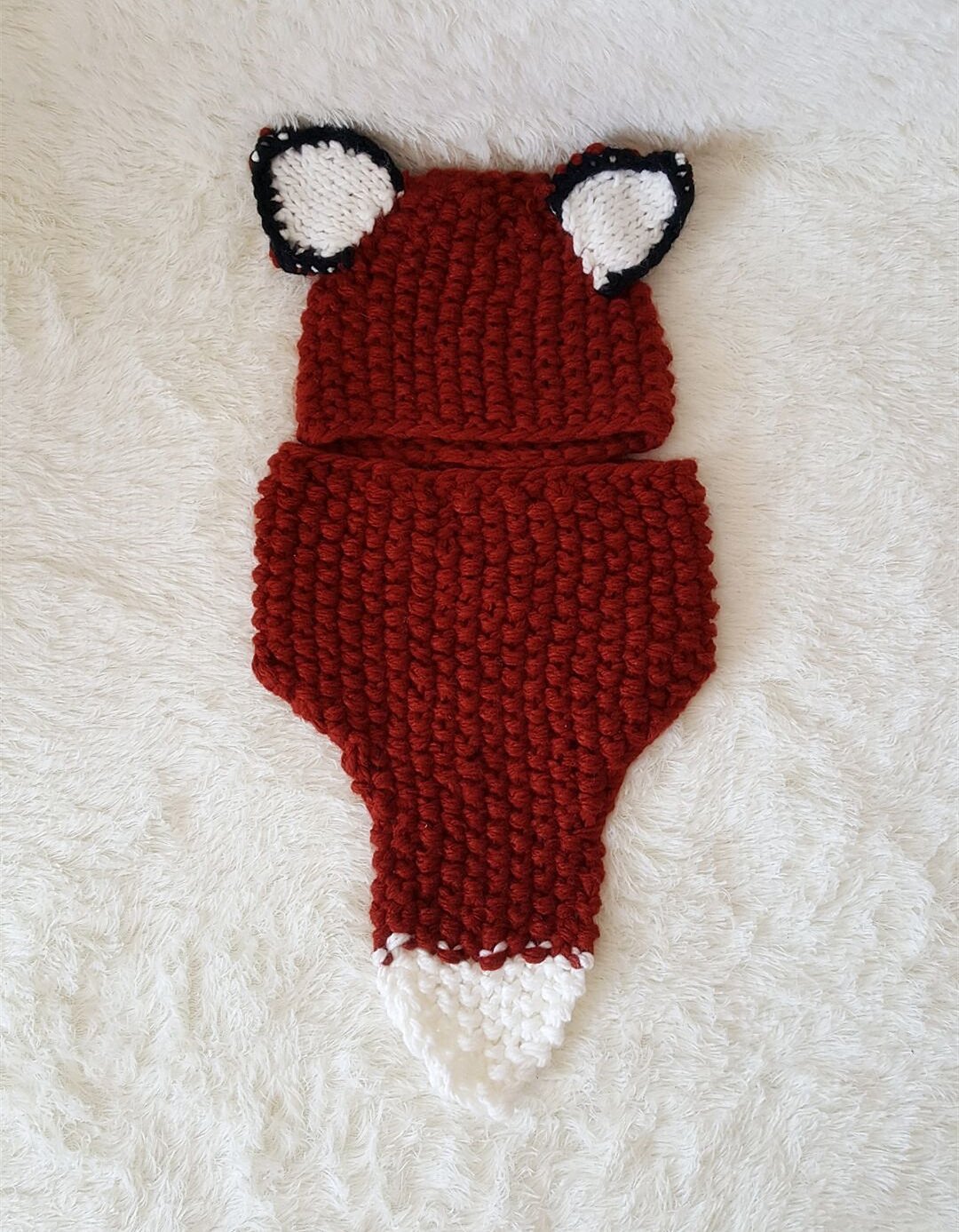 Autumn And Winter Cartoon Children Knit Hat Fox Bib Hat Suit