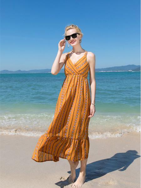 Fashion Yellow Bohemia Spaghetti Straps Maxi Dress