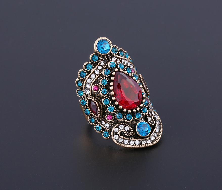 Retro Bohemia Crystal Ruby Gemstone Ring