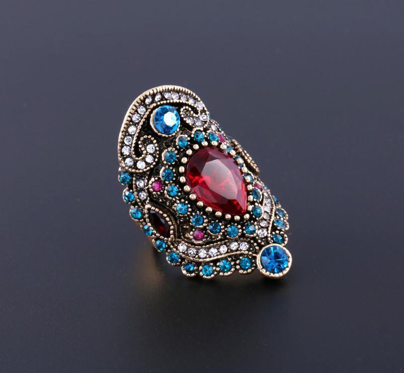 Retro Bohemia Crystal Ruby Gemstone Ring