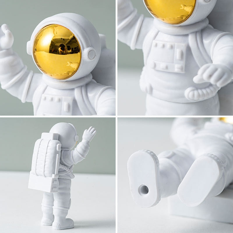 3Pc Astronaut Decor Action Figures and Moon Home Decor Resin Astronaut Statue Room Office Desktop Decoration Presents Boy Gift