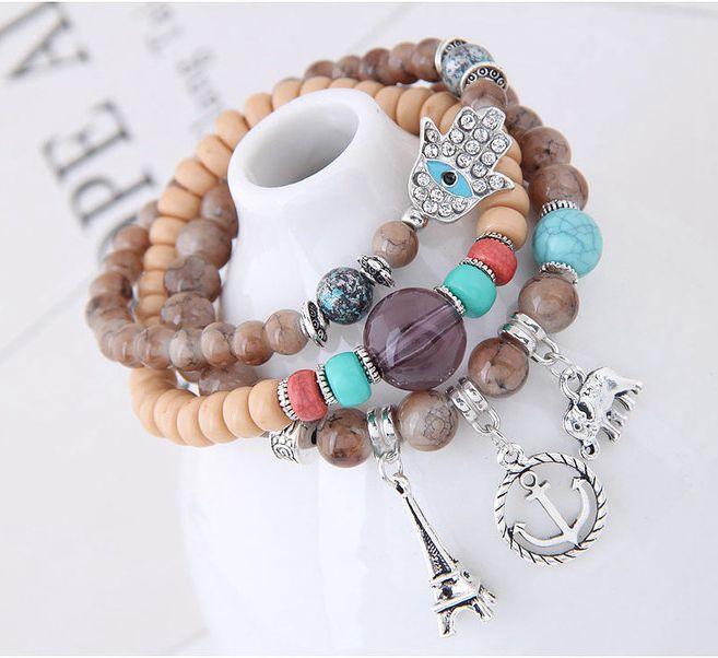 Bohemian Ethnic Style Multi-Layer Elastic Beaded Winding Bracelet