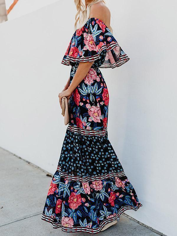 Floral Off Shoulder Beach Maxi Dress