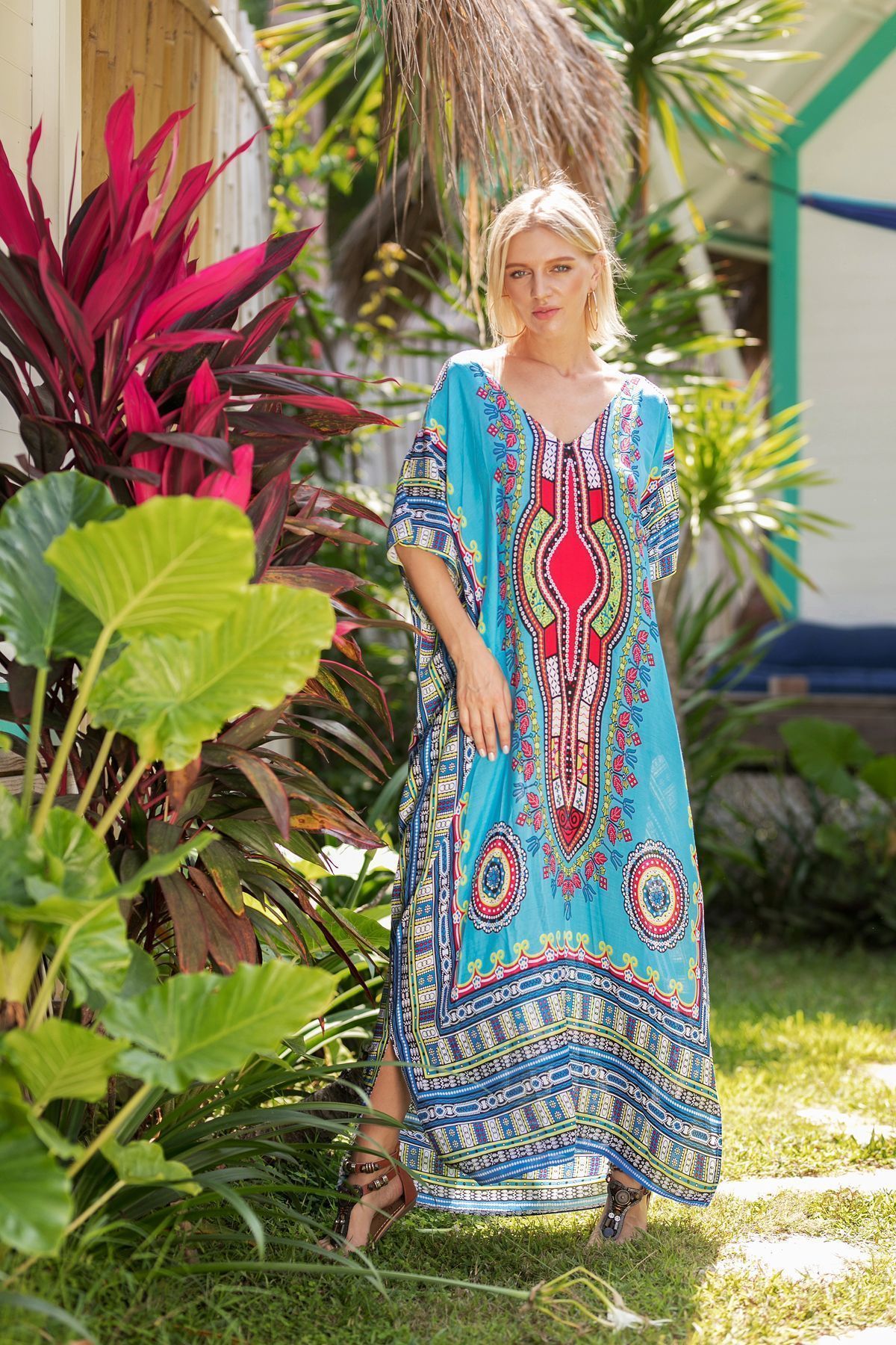 Fashion Floral Loose Beach Kaftan Dress