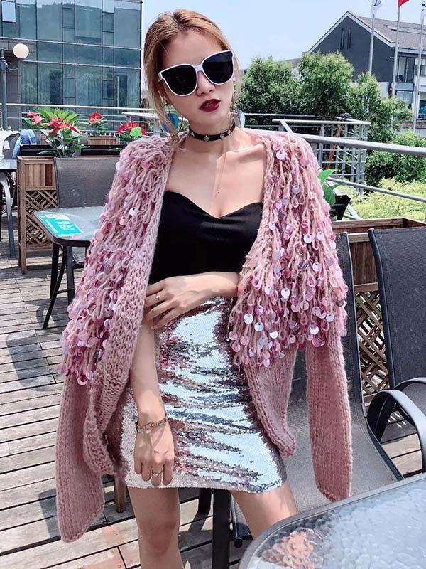 Autumn Winter Tassel Long Sleeve Knit Cardigan Tops