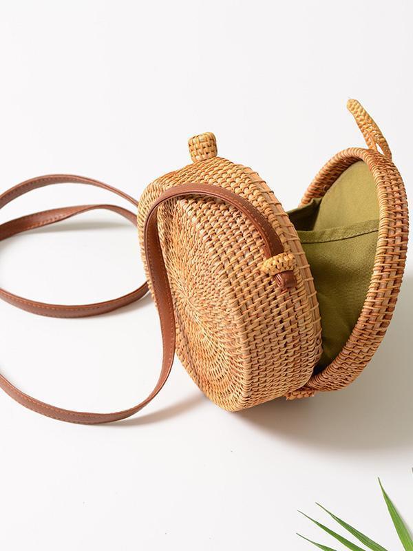 2018 Fashion Round Rattan Butterfly Forest Handmade Bag