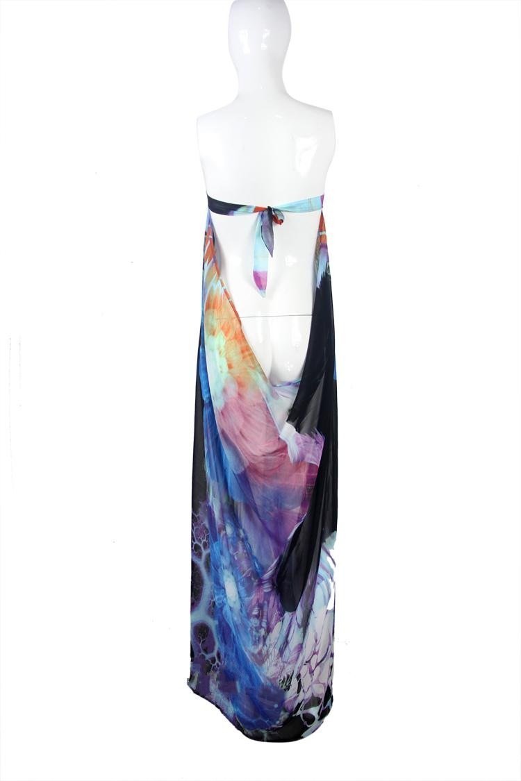 Hot Sexy Chiffon Strapless Backless Split Beach Bikini Cover Up